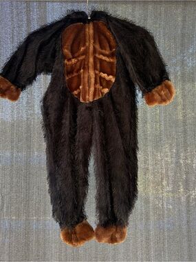 Kids Black and Brown Gorilla Jumpsuit Costume - Plush Animal Outfit